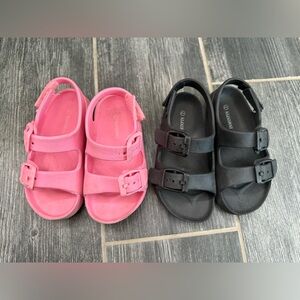 2 Pairs Toddler Sandals Black and Pink Size 7